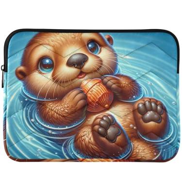Imagem de Capa acolchoada para notebook Sea Otter com estampa de animal fofo universal, 13 a 14 polegadas, capas e capas para MacBook Air 13