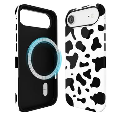Imagem de Svanove Capa para iPhone 17 Air, estampa de vaca, compatível com Magsafe, capa de telefone magnética, feminina, bonita, moderna, retrô, estampa animal, design estético, brilhante, capa de plástico