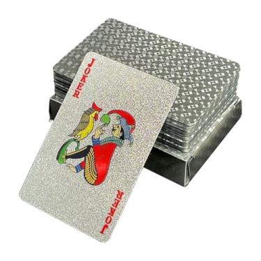 Imagem de Waterproof Playing Cards - Premium Plastic Playing Cards for Poker, Blackjack & More! Durable Deck of Cards with Elegant Design, Perfect as a Gift Poker Set for Adults & Professionals (Silver)