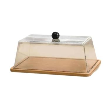 Imagem de Baoblaze Prato para Bolo com Tampa Transparente, Bandeja Retangular para Sobremesas, Ideal para Cupcakes, Pães e, L