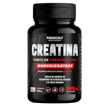 Imagem de Creatina Monohidratada 120 Capsulas 3000 mg Suplemento Alimentar Uso Adulto Sem Gluten Sem Sabor - FisioCult