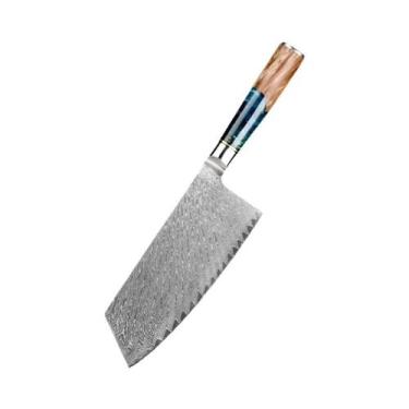 Imagem de Conjunto De Facas De Chef Em Aço Damasco VG10 Com Cabo Azul, Faca Clea