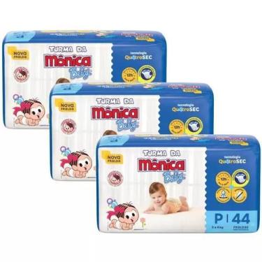 Imagem de Fralda Turma da Mônica Baby Econômica 3 Pacotes Tamanho P Com 44 Unida