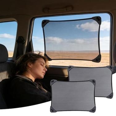 Imagem de 2 peças de persianas de carro, capas de janela de carro com luz de bloqueio, proteção solar para janelas laterais mantém mais frio para amamentação, tirar uma soneca, ventilação, proteção contra