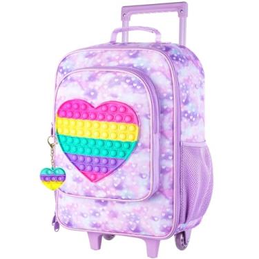 Imagem de AGSDON Mala infantil para meninas, linda mala de rodinhas para crianças pequenas