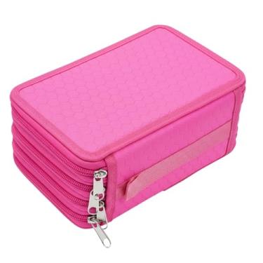 Imagem de Estojo Escolar Box, Grande, com 3 Divisórias e 72 Elásticos, Feminino, Masculino, Zíper e Tecido Resistentes, com Alça, Qualidade Premium (Rosa)