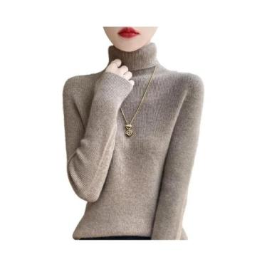 Imagem de Suéter De Tricô Feminino De Gola Alta, Outono Inverno, Top Fashionável