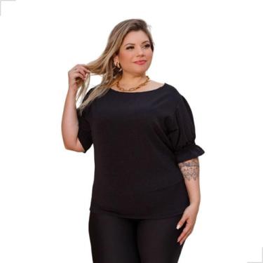 Imagem de Blusa Kilte Manga Curta com Elastec no Punho Plus Size Verão Barata La