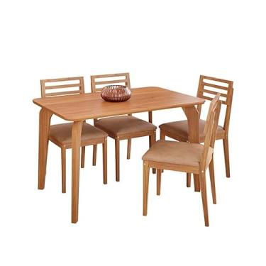Imagem de Mesa 1,30 Para Sala de Jantar Tampo em MDF Com 4 Cadeiras Juparanã Madeira/Cinamomo/Kaki