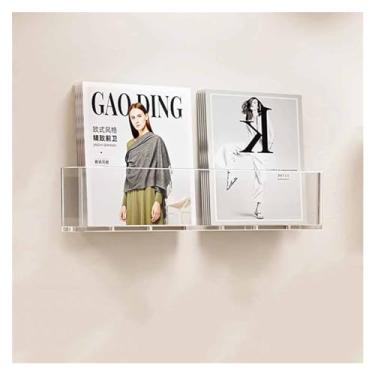 Imagem de Estante flutuante de acrílico de 45,7 cm, suporte de exibição de livros montado na parede, quarto, sala de estar (cor: estilo 2, tamanho: 1 peça)