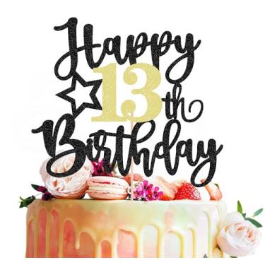 Imagem de MYAMPED Topo de bolo de feliz aniversário de 13 anos - decoração de bolo de aniversário de 13 anos, decoração de bolo de aniversário de 13 anos, decoração fabulosa, adereços de cabine de fotos