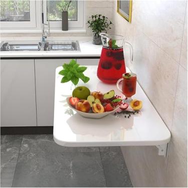 Imagem de Mesa dobrável montada na parede, mesa de escritório, mesa de parede dobrável, mesa de cozinha de madeira montada na parede, mesa flutuante, mesa de parede, dobrável com 1 clique (60 x 30 cm)