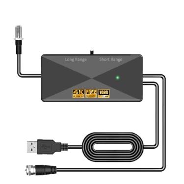 Imagem de Amplificador de antena de TV, amplificador de sinal de antena interna, amplificador de antenas digitais poderoso de alto ganho de 25 dB, amplificador pixelado, alcance de recepção ajustável, adequado