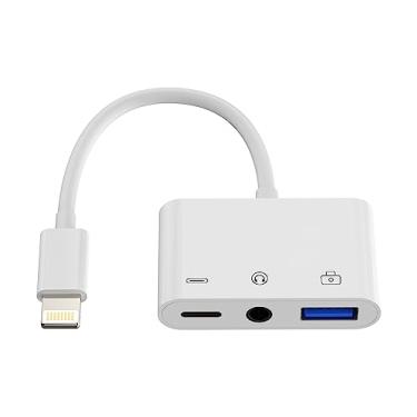Imagem de Cabo Lightning para fone de ouvido de 3,5 mm (3 em 1) para iPhone OTG adaptador USB carregador auxiliar dongle para Apple 14 13 12 11 Pro Max 7Plus para iPad, áudio, câmera, leitor de cartão, mouse