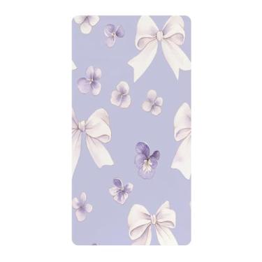 Imagem de Blueangle Lençol de berço padrão para berço infantil - Lençóis de algodão macio e respirável com laços roxos (72)