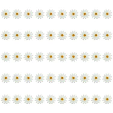 Imagem de Bairdish 50 peças de mini flores falsas de seda pequenas margaridas falsas a granel para artesanato, flores de feltro 3D, cabeças de girassol artificiais soltas para artesanato faça você mesmo