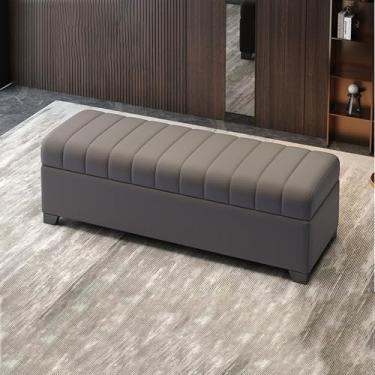 Imagem de Banco de armazenamento moderno para sala de estar com almofada, banco para quarto na extremidade da cama, banco de entrada com armazenamento, banco para entrada da porta da frente, banco de sapatos