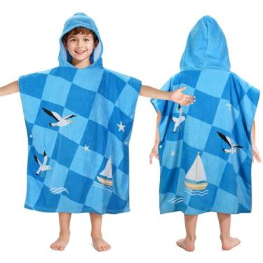 Imagem de Tirrinia Toalha de praia com capuz para crianças, toalha poncho super absorvente e aconchegante, toalha de natação usável para crianças, meninos, meninas no banho, piscina, praia, presentes de
