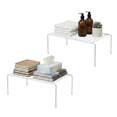 Imagem de Evelots Kitchen Gabinete/Counter Prateleira-Organizador Duplo Espaço-Metal Resistente, Branco, Set of 2, 1