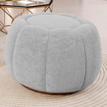 Imagem de Puff Decorativo Estilo Abóbora Orgânico Shell Bouclê Cinza Claro - Desk Design