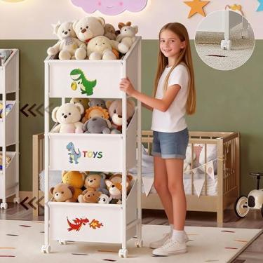 Imagem de Lyuwanxian Organizador de brinquedos infantil grande com rodas, prateleira de brinquedos para meninos e meninas, 114 x 40 x 30 cm, organizadores de brinquedos e armazenamento para sala de estar, sala