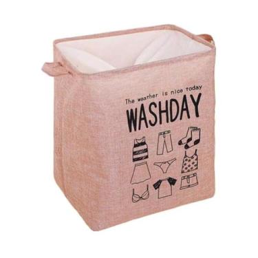 Imagem de Cesto Organizador de Roupa Suja 75L Dobrável com Alça Easy Decor, Rosa
