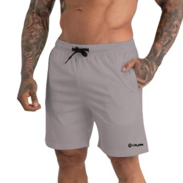 Imagem de Bermuda Tactel Masculina Academia Leve Bolso Zíper Cordão-Masculino