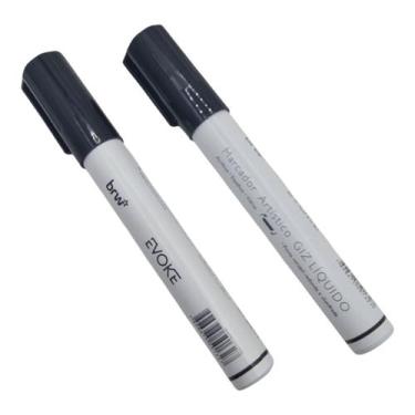 Imagem de GIZ LÍQUIDO MARCADOR EVOQUE 6mm PARA VIDRO E LOUSA 2 UNID ** PRETO ** 