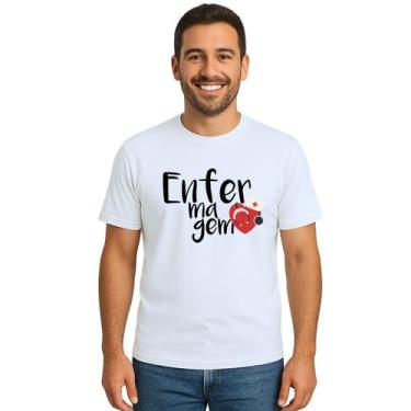 Imagem de Camiseta Enfermagem Estetoscópio Estampa Personalizada - Use P4, Branc