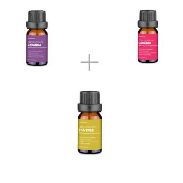 Imagem de Kit 3 Óleos Essenciais Lavanda, Gerânio, Tea Tree 100 Puro Multi Saúde