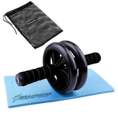 Imagem de O Kit Roda Abdominal Dupla Gold Sports Exercise Pro - 2 rodas 1 Tapete de Apoio e 1 Mesh Bag-Unissex