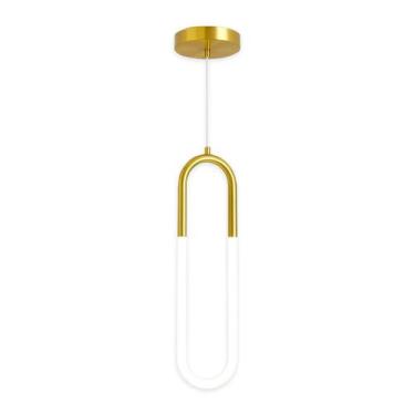 Imagem de Luminária Pendente Oval Fio Luz Led Moderno 18w Lavabo Sala Quarto Cab