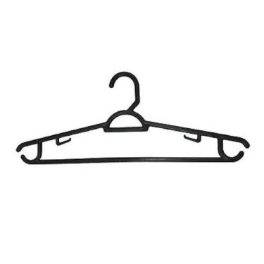 Imagem de Kit Cabide Plástico Stylo Preto 38,5 x 15 cm - MMF, 25 Pçs
