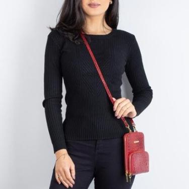 Imagem de Carteira bag feminina de couro croco Ingrid-Feminino