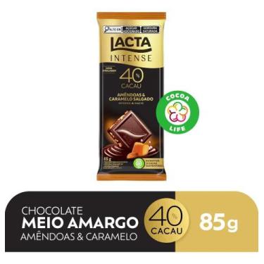 Imagem de Chocolate Lacta Intense meio amargo 40% cacau Amêndoas e Car