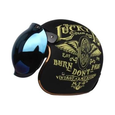 Imagem de Capacete De Motocicleta Vintage 3/4 Aberto Para Homens E Mulheres, Clá