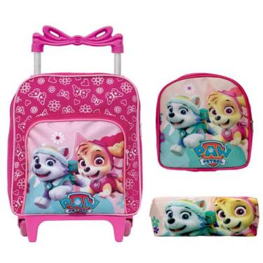 Imagem de Kit Mochila Pequena Escolar Infantil Patrulha Canina Rosa