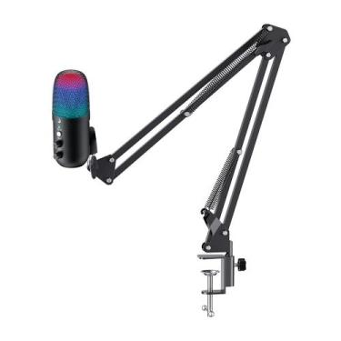 Imagem de Microfone Gamer Rise Mode Elite 04 RGB, Com Suporte de Mesa, Conexão P