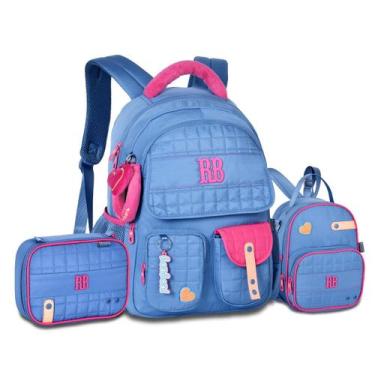 Imagem de Kit Completo Mochila Lancheira 2 em 1 e Estojo Box Rebecca Bonbon, Azu