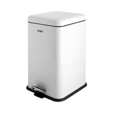 Imagem de Lixeira Retangular Inox Branco 20 Litros Vonder, 20 Litros, Inox Branc