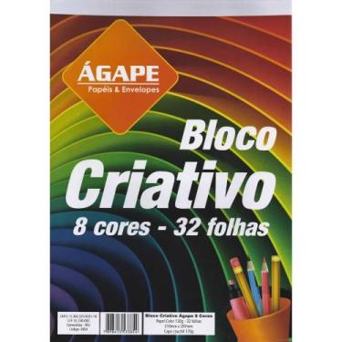 Imagem de Bloco Criativo A4 120 Gramas 8 Cores c/ 32 Folhas - Ágape - AGAPE