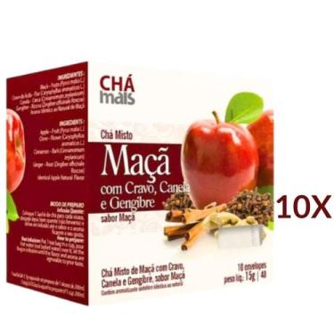 Imagem de Chá de Maçã com Gengibre Canela e Cravo Vegano Cx10 Sachês de 1,5g Kit