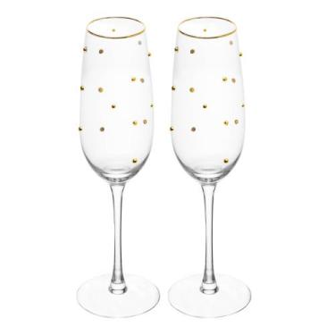 Imagem de Cj 2 tacas para champagne balls fio de ouro 220ml vidro - WOLFF
