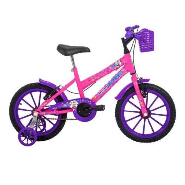 Imagem de Bicicleta Infantil Aro 16 Kiss V-Brake Rosa Chicle com Cesta Frontal F