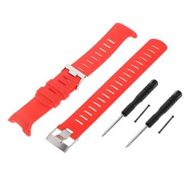 Imagem de F Fityle Pulseira de silicone de substituição para relógio esportivo Suunto D4/D4i Novo, material de silicone macio - vermelha