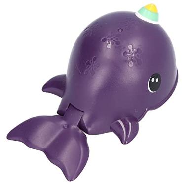 Imagem de Brinquedos de banho de bebê, brinquedo de banho de corda projetado como cantos arredondados pode balançar sua cauda na água por uma distância Grande presente pode(Enrolar baleia assassina roxa)