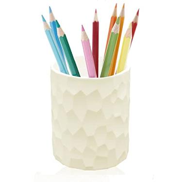 Imagem de Suporte de caneta, estilo nórdico suporte de lápis à prova d'água de silicone para mesa simples e moderno minimalista organizador de maquiagem multifuncional material de escritório para casa, crianças e escola (Bege)