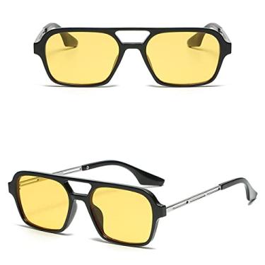 Imagem de Senhoras Piloto Pontes Duplas Óculos de Sol Feminino Moda Quadrado Leopardo Azul Óculos de Sol Feminino Masculino Óculos de Condução ao Ar Livre UV400, Preto Amarelo, Outros