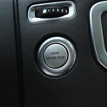 Imagem de LLKUANG Tampa de adesivo de interruptor de botão de partida do motor prata para LR4 Discovery 4 e Land Rover Range Rover Sport 2010-2013 acessório de carro de liga de alumínio