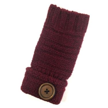 Imagem de Wrapables Luvas sem dedos com detalhe de botão, vinho